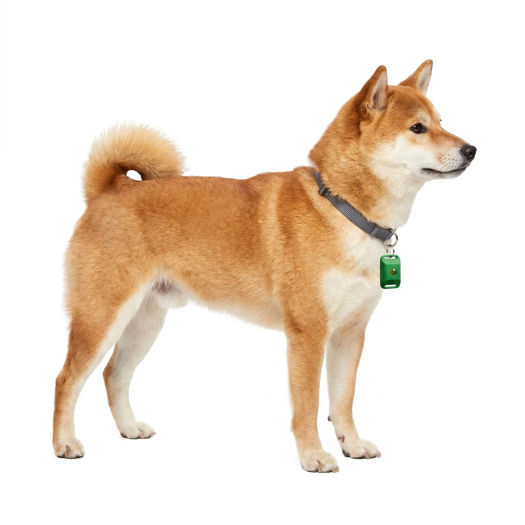 Dog wearing the Cedarfur pendant on its collar