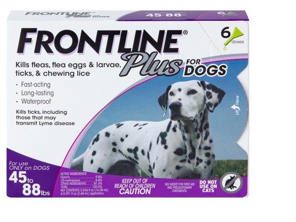 A representative spot-on topical flea-and-tick treatment — one of the most common options grabbed off the shelf after finding a tick.
